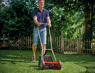 Einhell 30cm Manual Lawnmower Cylinder Hand Mower With 16L Grass Box Silent 13 37mm Cutting Height GC HM 300 DIY at B Q