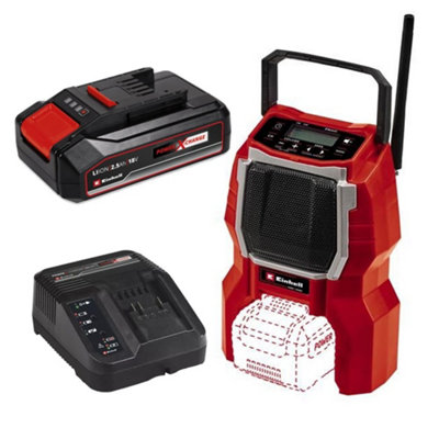 Einhell 3408017 Site Radio Bluetooth Speaker TC-SR + 2.5AH Battery Charger Kit