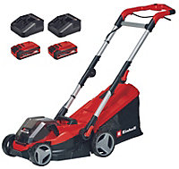 Einhell 34cm Power X-Change Cordless Lawnmower 36V Rotary With 2x 3.0Ah Batteries And Chargers And 30L Grass Box - RASARRO 36/34