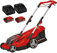 Einhell 37cm Power X-Change Cordless Lawnmower 36V Rotary With 2x 3.0Ah Batteries And Chargers And 45L Grass Box - GE-CM 36/37 Li