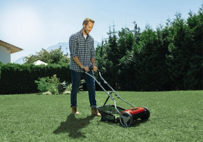 Einhell 38cm Manual Cylinder Lawnmower With 26L Grass Box Silent Hand Mower 13 38mm Cutting Height GE HM 38 S F DIY at B Q