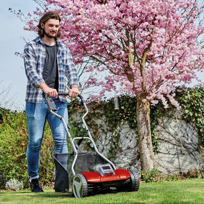 Einhell 38cm Power X Change Cordless Lawnmower 18V Cylinder With 45 Litre Grass Box GE HM 18 38 Li Solo BODY ONLY DIY at B Q