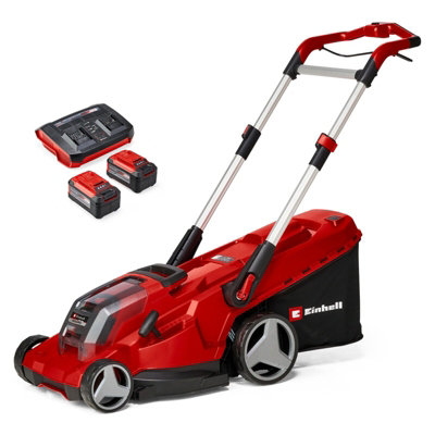 Einhell 42cm Power X-Change Cordless Lawnmower 36V Rotary With 2x 5.2Ah Batteries And Charger And 50L Grass Box - RASARRO 36/42