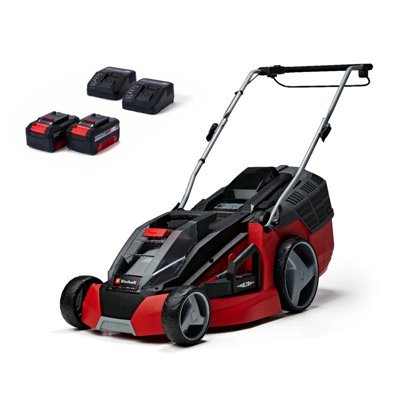 Einhell 43cm Cordless Lawnmower 36V Rotary With 2x 4.0Ah Batteries And Chargers BRUSHLESS Power X Change GE CM 43 Li M Kit