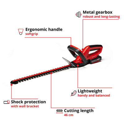 Einhell 46cm Power X-Change Cordless Hedge Trimmer 18" With Battery And Charger 18V Cutter Guard - GE-CH 1846 Li Kit