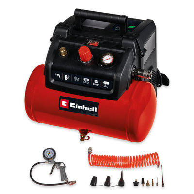 Einhell Air Compressor 8 Bar 6L Tank - Lightweight And Portable - TC-AC 190/6/8 OF Set