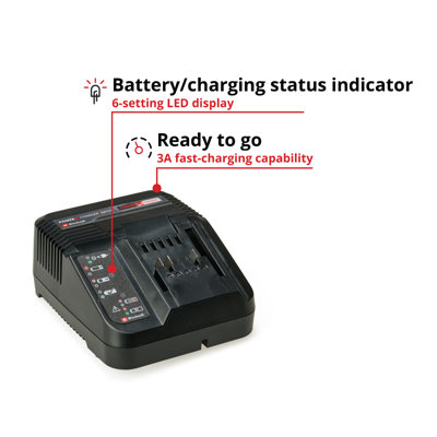 Einhell Battery Charger For Power X-Change Batteries - 3A Fast Charge With Battery Health Monitoring