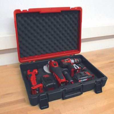 Einhell Carry Case for Power Tools and Batteries - Splash Proof Design With Inside Foam - Rated Up To 30Kg Weight - E-Box M55/40