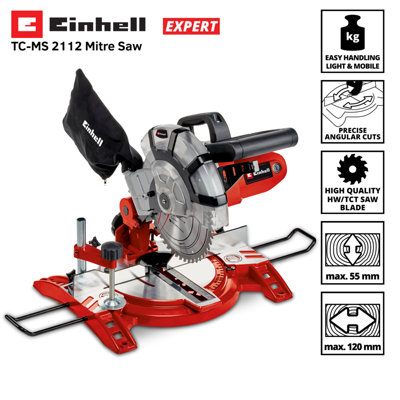 Einhell Compound Mitre Saw 210mm - Powerful 1400W - With Crosscut And 45 Degree Tilt - TC-MS 2112