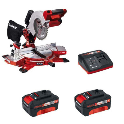 Einhell Cordless 18V Mitre Saw Power X Change +X2 3ah Batteries TE-MS 18/210 LI