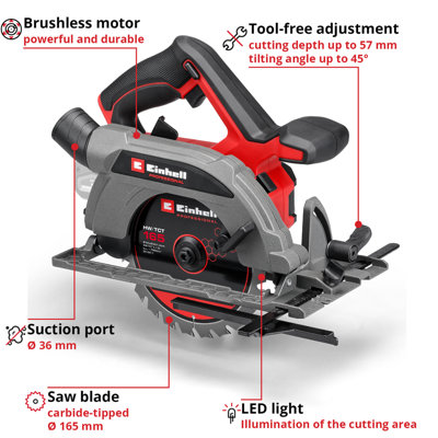 Einhell Cordless Circular Saw 18V 165mm Brushless Professional Range ...