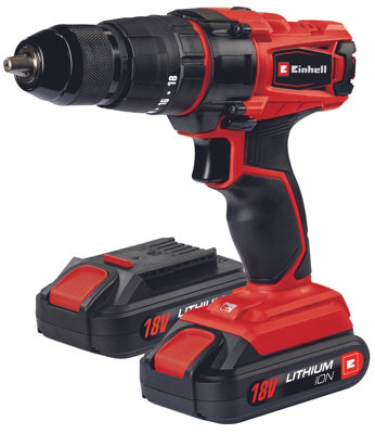 Einhell Cordless Combi Drill 40Nm With 2 Batteries & Carry Case 3 Functions: Drill/Screwdriver/Impact 18V - TC-CD 18-2 Li-i Kit