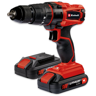 Einhell Cordless Combi Drill 40Nm With 2 Batteries & Carry Case 3 Functions: Drill/Screwdriver/Impact 18V - TC-CD 18-2 Li-i Kit