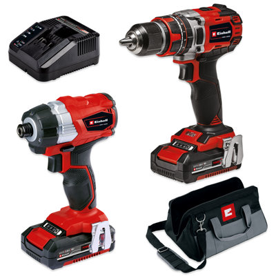 Einhell Cordless Combi Drill 50Nm + 180Nm Impact Wrench 18V Twinpack Brushless Set With Battery And Charger PXC TP-18V BL