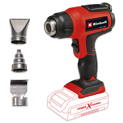 Einhell Cordless Heat Gun 18V With Metal Nozzle Kit PXC Hot Air Up To 550C Power X-Change TE-HA 18 Li Solo - Body Only