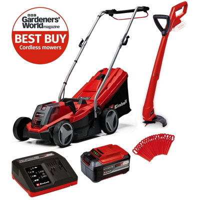 Einhell Cordless Lawnmower 33cm + Strimmer + 5.2ah Battery + Charger GE-CM 18/33