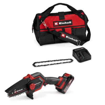 Einhell Cordless Mini Chainsaw 12cm 18V Hand Saw Brushless PXC GE-PS 18 ...