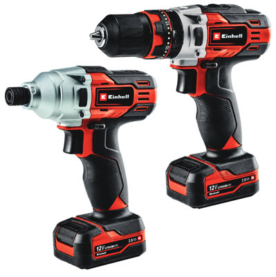 Einhell Cordless Power Tool Kit - Impact Driver And Drill Set - With 2 Batteries And Chargers - TE-TK 12 Li