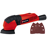 Einhell Delta Sander 90mm Working Area - Includes 3 Sheets P60 P80 P120 - Dust Extraction Funnel - TC-DS 19