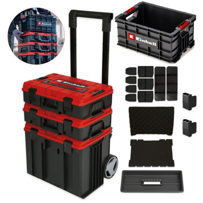 Einhell E-Case 4 PC Tower Rolling Mobile Tool Storage Box + Tote ...