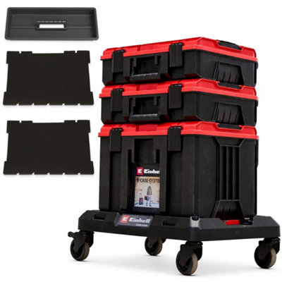 Einhell E-CASE 4PC Stackable Tower Rolling Cart Mobile Tool Dolly ...