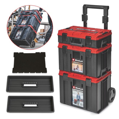 Einhell E-Case Stackable Tower Rolling Mobile Tool Storage Box Trolley ...