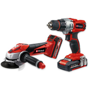 Einhell Power Tool Set 18V Cordless Drill And Angle Grinder With Battery Charger