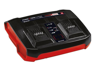 Einhell Power X-Change 3A Twin Charger - Fast Charge 2 Batteries At Once - Compatible With All 18V Power X-Change Batteries