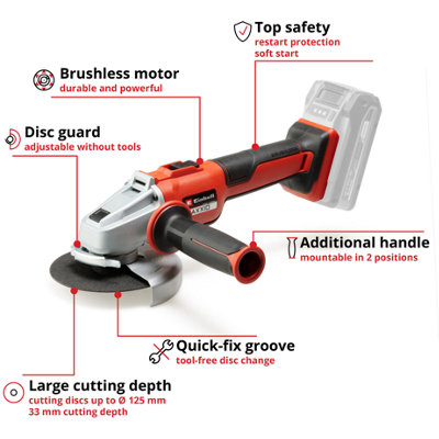 Einhell Power X-Change Cordless Angle Grinder 125mm - Brushless Motor 700W - AXXIO 18/125 Q