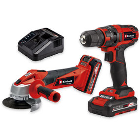 Einhell Power X-Change Cordless Combi Drill And Angle Grinder Tool Pack - With Battery And Charger - TC-TK 18 Li Kit