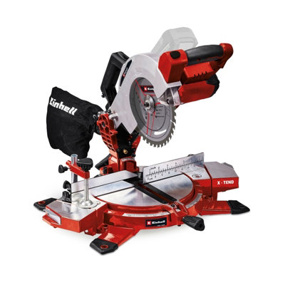 Einhell Power X-Change Cordless Compound Mitre Saw 210mm - 45 Degree Mitre 47 Degree Swivel - Body Only - TE-MS 18/210 Li Solo