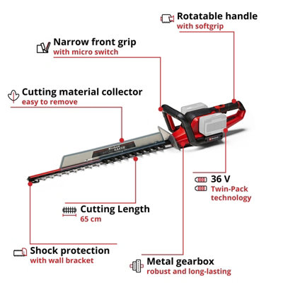 Einhell Power X Change Cordless Hedge Trimmer 26 inch 65cm