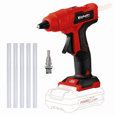 Einhell Power X-Change Cordless Hot Glue Gun - Includes 5 Adhesive Sticks - 170 Degrees Celsius - Body Only - 18V TE-CG 18 Li-Solo