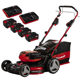 Einhell Power X-Change Cordless Lawnmower Self Propelled - 47cm Cutting Width - 36V With 4x 4.0Ah Batteries And 2x TwinChargers