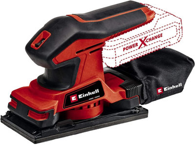 Einhell Power X-Change Cordless Orbital Sheet Sander 1/3 Size - Hook & Loop Sheets - Dust Bag - Body Only - TE-OS 18/187 Li Solo