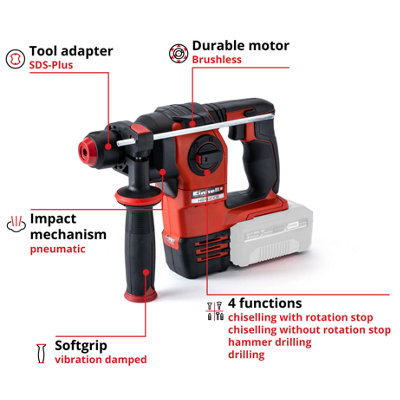 Einhell Power X-Change Cordless Rotary Hammer 18V - Powerful 2.2J - Drilling /Impact/Chisel - Body Only, Carry Case - HEROCCO 18/20