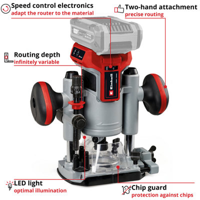 Einhell Power X-Change Cordless Router BRUSHLESS With Accessory Kit TP ...
