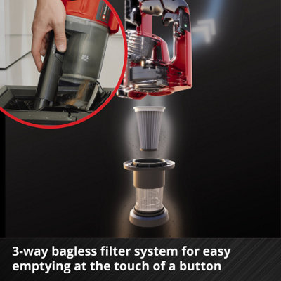 Einhell Power X-Change Cordless Vacuum Cleaner - Triple Filtered Bagless Technology - Lightweight Design - Body Only - TE-SV 18 Li