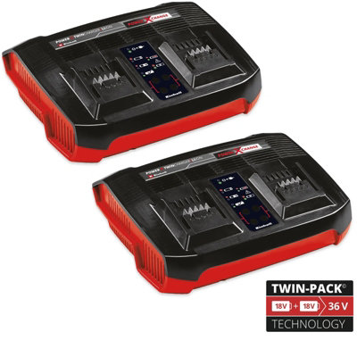 Einhell Power X Change PXC Twin 18v 36v Dual Port Twin Charger Fast Charging x2