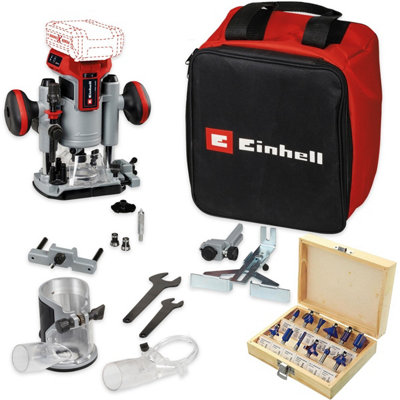 Einhell PXC 18v TP-RO 18v Cordless Brushless Router + Plunge Base + 12PC Set