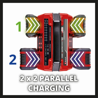 Einhell Quad Charger For Power X-Change Batteries - 4A Fast Charge - Power X-Quattrocharger 4A