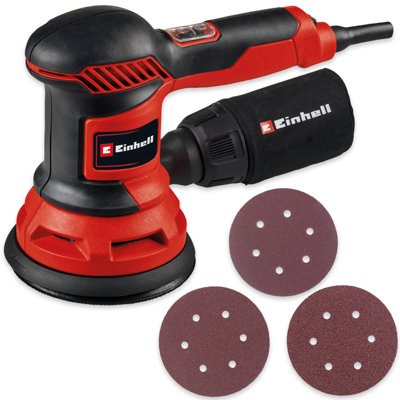 Einhell Rotating Palm Sander 125mm - Includes 3x Sanding Sheets P60 P80 P120 - Dust Extraction - TC-RS 425 E