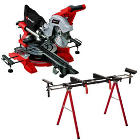 Einhell Sliding Mitre Saw 216mm Double Bevel Dual Sided 240v + laser + Leg Stand