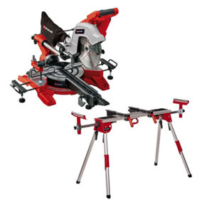 Einhell Sliding Mitre Saw 254mm Double Bevel TE-SM Dual Sided 240v + Leg Stand