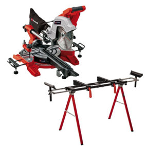 Einhell Sliding Mitre Saw 254mm Double Bevel TE-SM Dual Sided 240v + Leg Stand