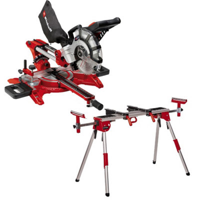 Einhell Sliding Mitre Saw Crosscut 210mm 1800W Drag Dual Bevel + Leg Stand