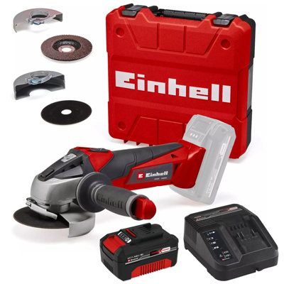 Einhell TE-AG 18/115 Q Li Cordless Angle Grinder Power X-Change Case + Disc 4ah