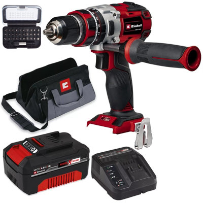 Einhell TE-CD Brushless Cordless Combi Drill 18v Metal Chuck 1x 4ah Battery +Set