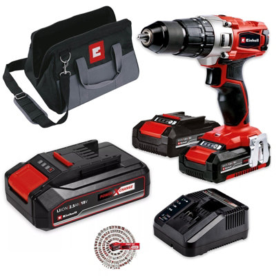 Einhell TE-CD Cordless Combi Drill PXC 18v Metal Chuck 3x Batteries + Carry Bag