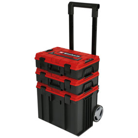 Einhell Tool Box Tower With Wheels Up To 120kg Load Wheeled Storage With Modular Cases Red Black Livery Official